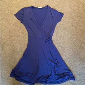 Blue Wrap Mini Dress
